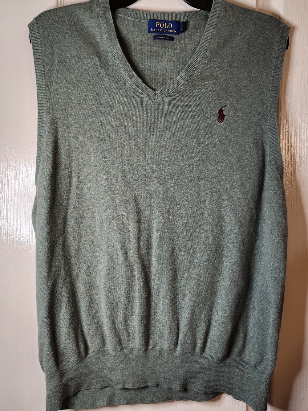 Polo by Ralph Lauren Men's V-Neck Pima Cotton Sweater Vest - Sage Green